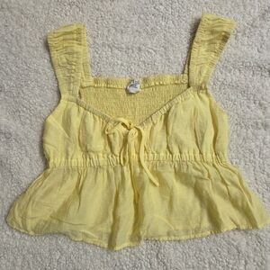 Sunny‎ Yellow Smocked Crop Top